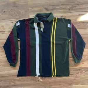 Vintage Long Sleeve Striped Polo Multicolor XL Basic Options